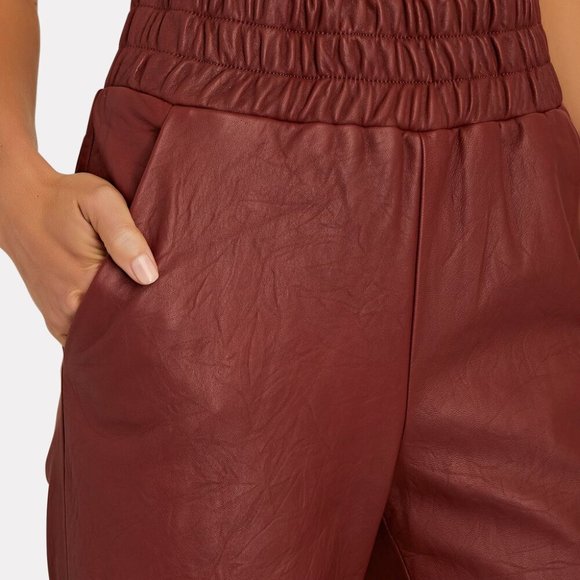 Like new VERONICA BEARD Wasia Brown Lamb Leather Cropped Joggers Size 6 - Picture 13 of 14